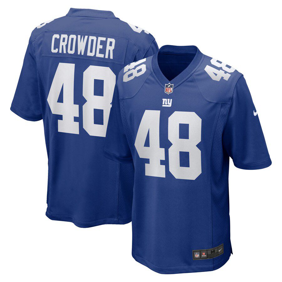 Men New York Giants 48 Tae Crowder Nike Royal Team Game NFL Jersey